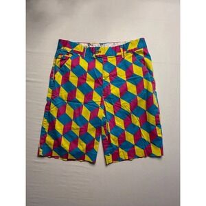 Royal & Awesome Shorts Mens 32 Multicolor Geometric Pattern Fun Golf Party Wear‎